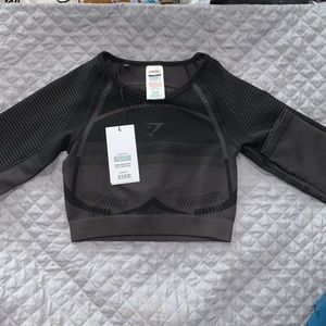 NWT Gymshark Geo Seamless Black Long Sleeve Crop